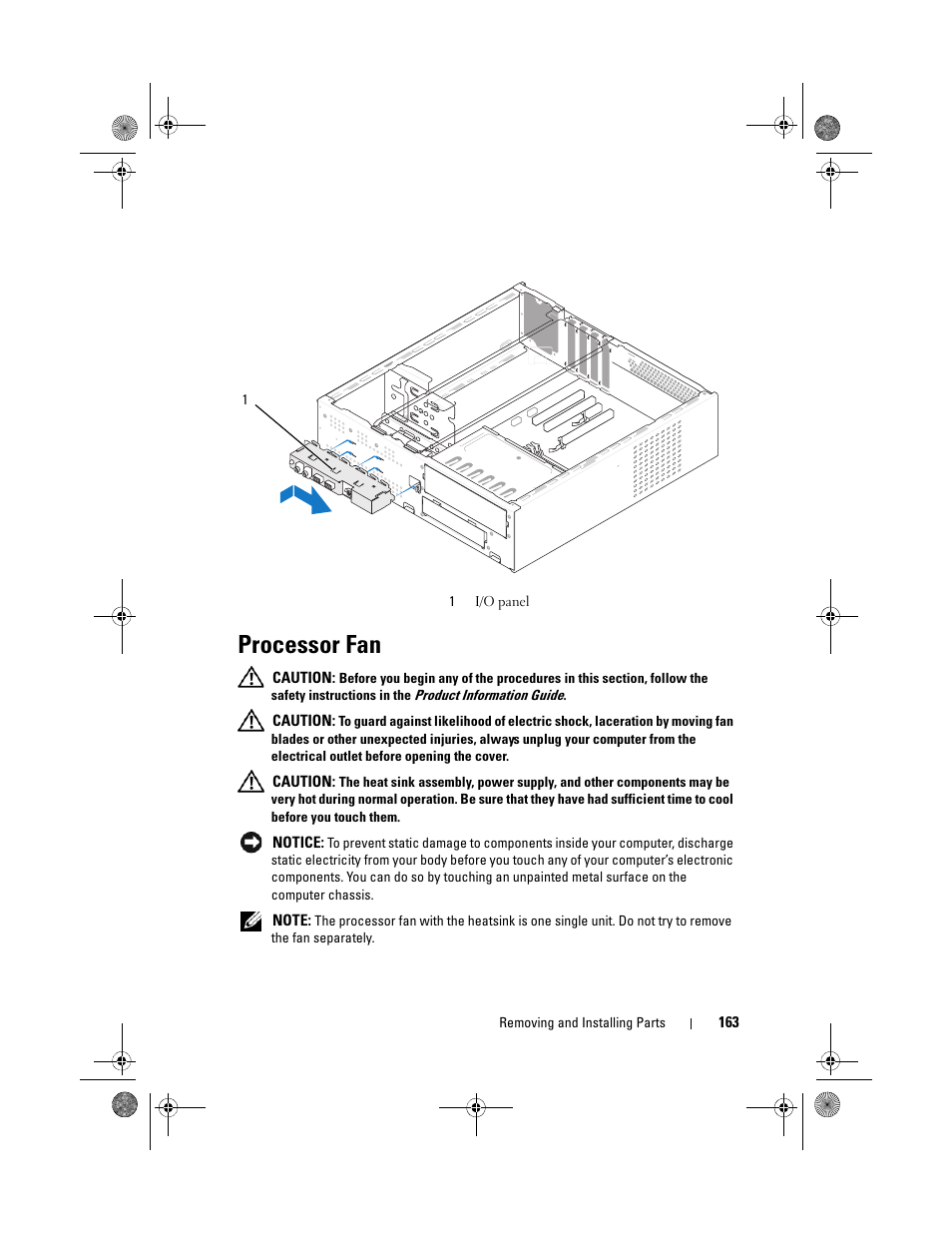 Processor fan | Dell Inspiron 530s (Mid 2007) User Manual | Page 163 / 222