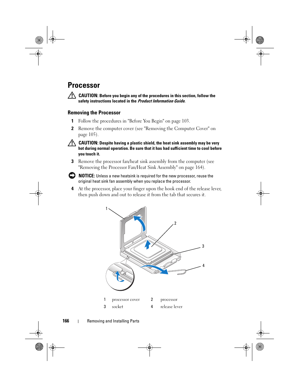 Processor, Removing the processor, U fan (see "processor" on | Dell Inspiron 530s (Mid 2007) User Manual | Page 166 / 222