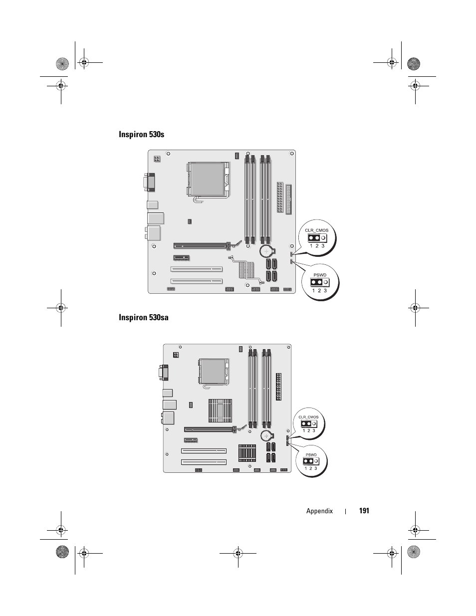 Inspiron 530s, Inspiron 530sa | Dell Inspiron 530s (Mid 2007) User Manual | Page 191 / 222