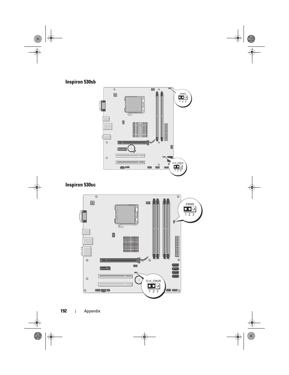 Inspiron 530sb, Inspiron 530sc | Dell Inspiron 530s (Mid 2007) User Manual | Page 192 / 222