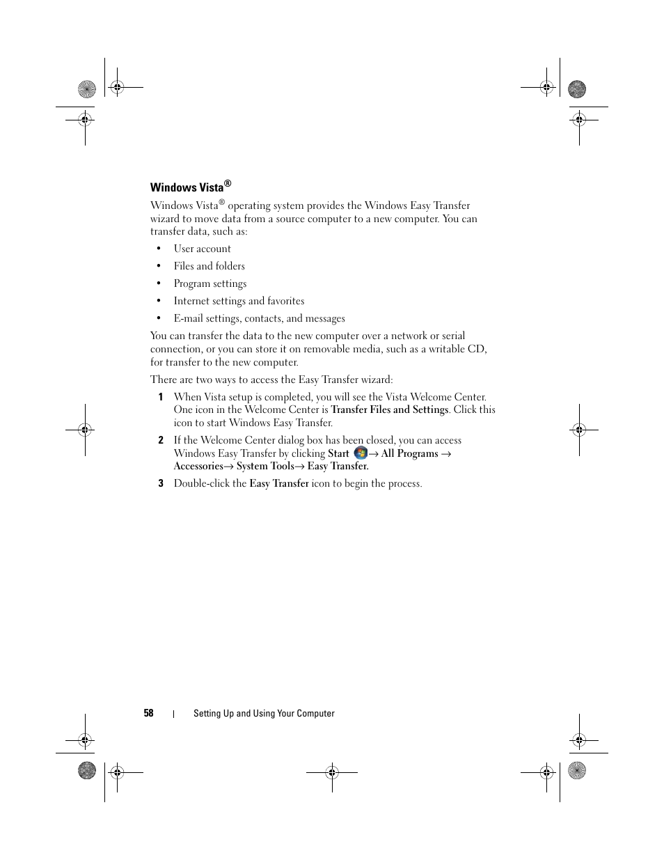 Windows vista | Dell Inspiron 530s (Mid 2007) User Manual | Page 58 / 222