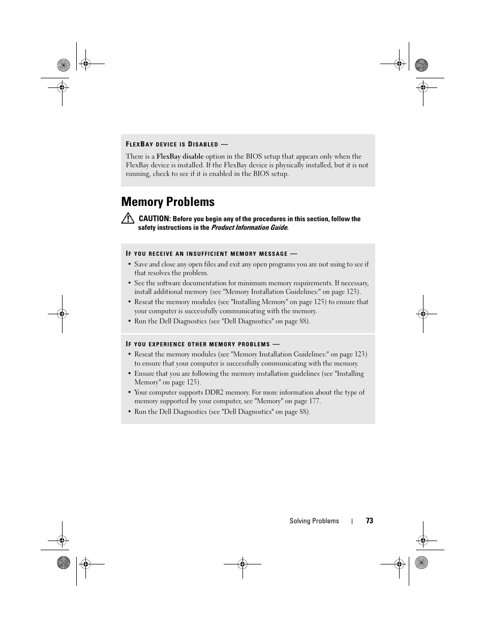 Memory problems | Dell Inspiron 530s (Mid 2007) User Manual | Page 73 / 222