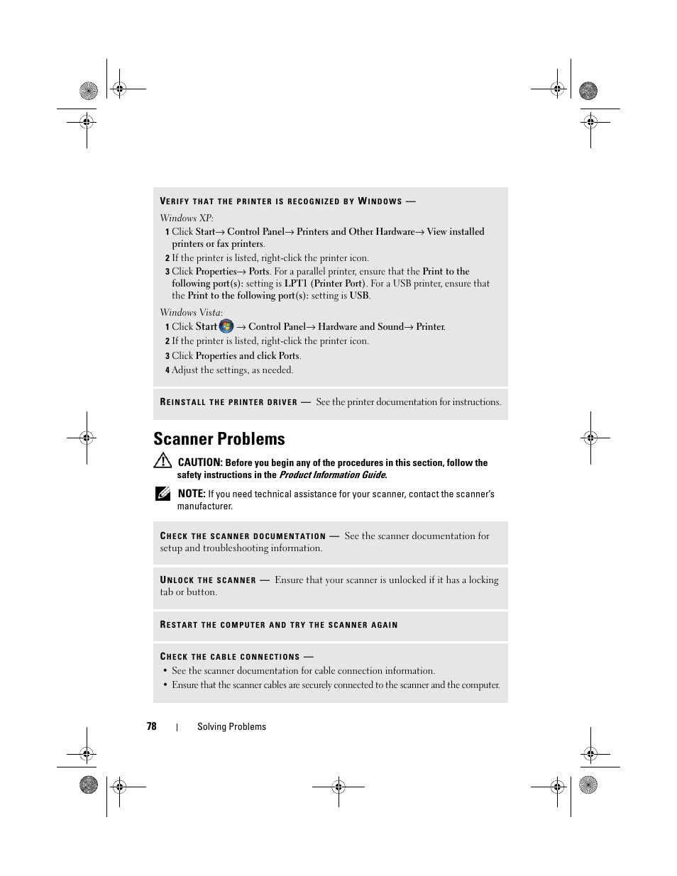 Scanner problems | Dell Inspiron 530s (Mid 2007) User Manual | Page 78 / 222