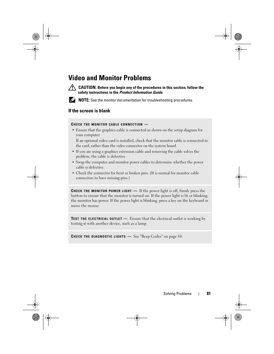 Video and monitor problems, If the screen is blank | Dell Inspiron 530s (Mid 2007) User Manual | Page 81 / 222