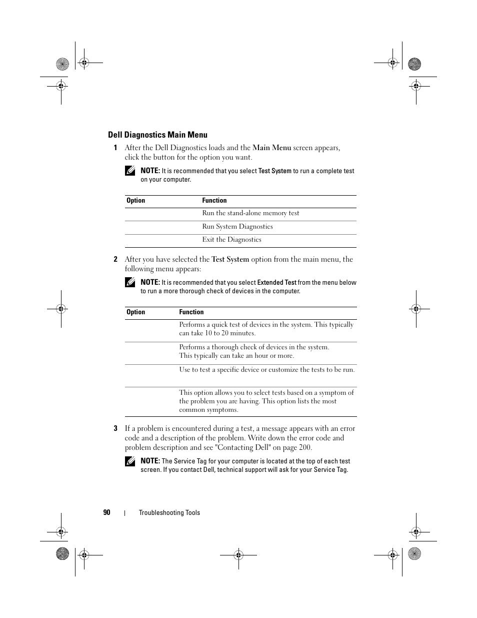 Dell diagnostics main menu | Dell Inspiron 530s (Mid 2007) User Manual | Page 90 / 222