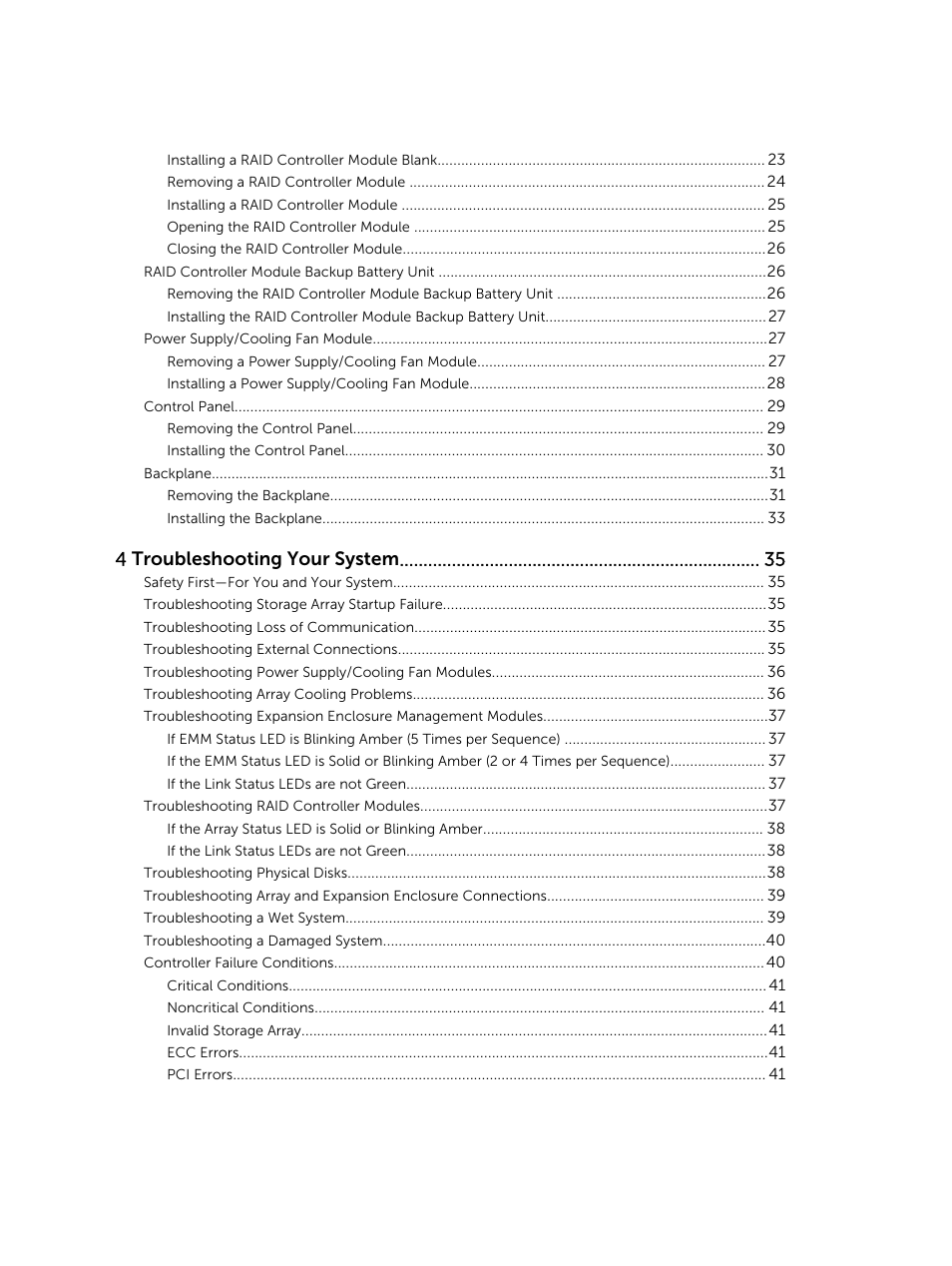 4 troubleshooting your system | Dell PowerVault MD3800i User Manual | Page 4 / 47