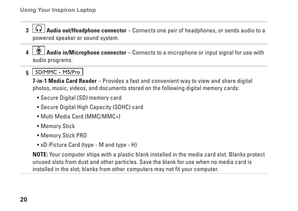 Dell Inspiron 1750 (Mid 2009) User Manual | Page 22 / 84