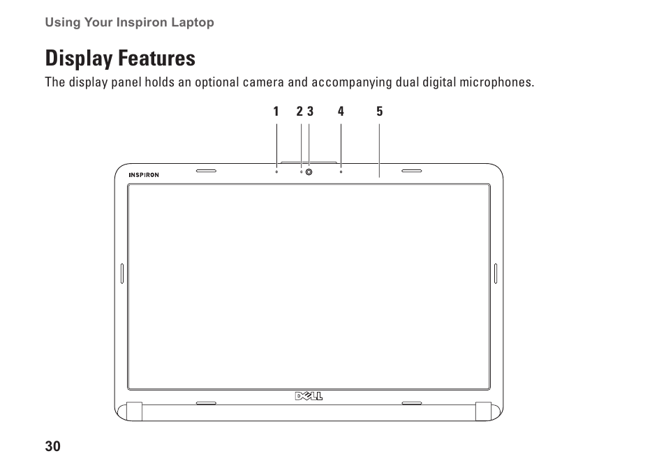 Display features | Dell Inspiron 1750 (Mid 2009) User Manual | Page 32 / 84