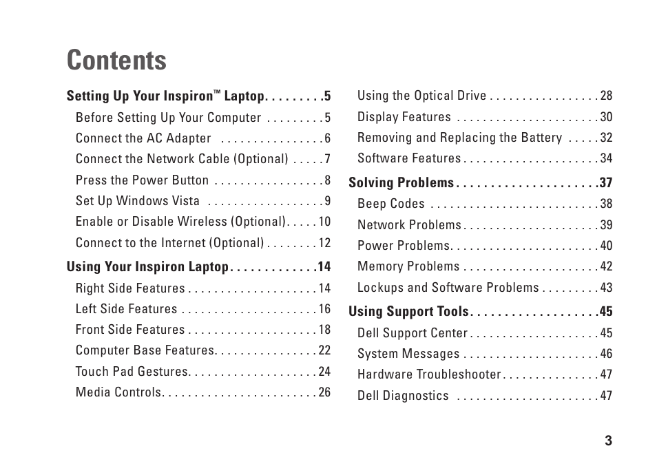 Dell Inspiron 1750 (Mid 2009) User Manual | Page 5 / 84