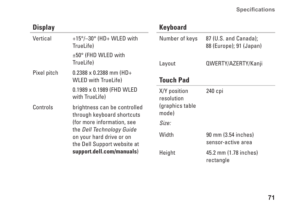 Dell Inspiron 1750 (Mid 2009) User Manual | Page 73 / 84