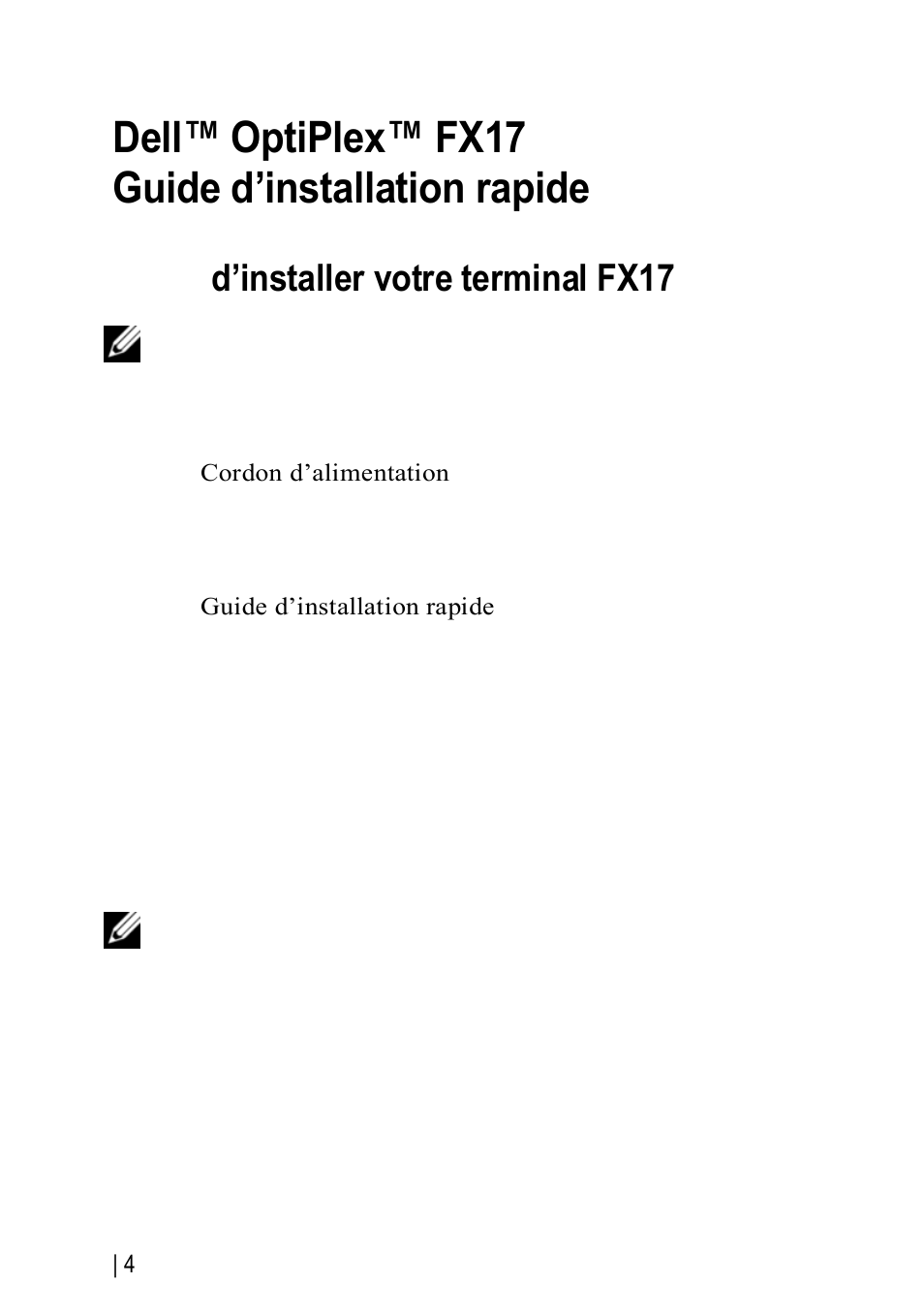 Dell™ optiplex™ fx170 guide d’installation rapide, Avant d’installer votre terminal fx170 | Dell OptiPlex FX170 (Mid 2011) User Manual | Page 132 / 144