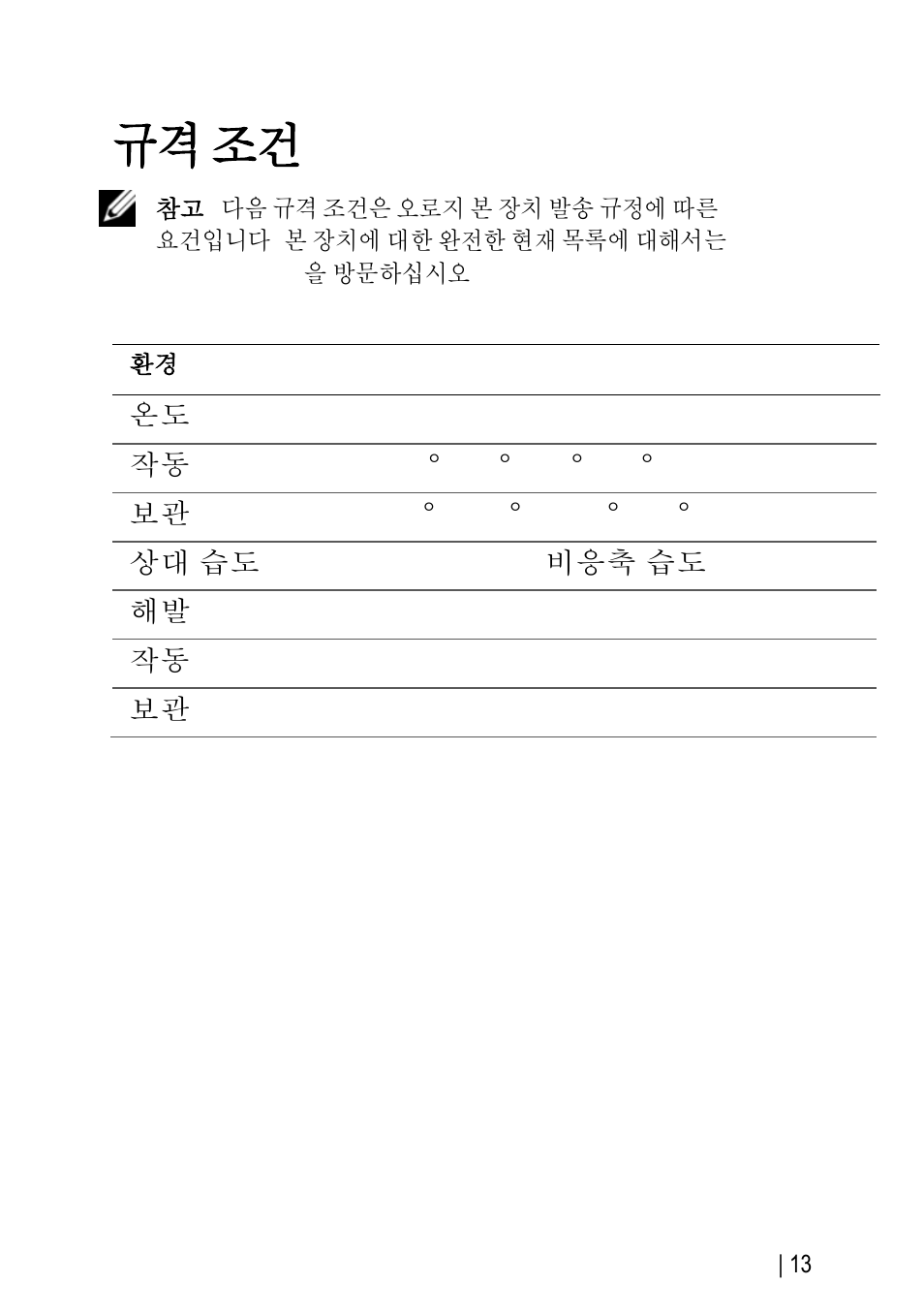 규격 조건 | Dell OptiPlex FX170 (Mid 2011) User Manual | Page 45 / 144