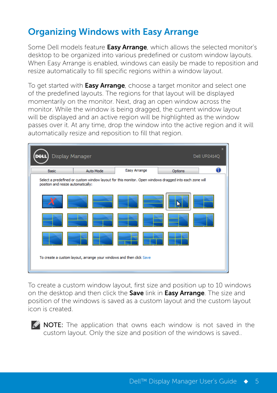 Organizing windows with easy arrange | Dell UP2414Q Monitor User Manual | Page 5 / 6