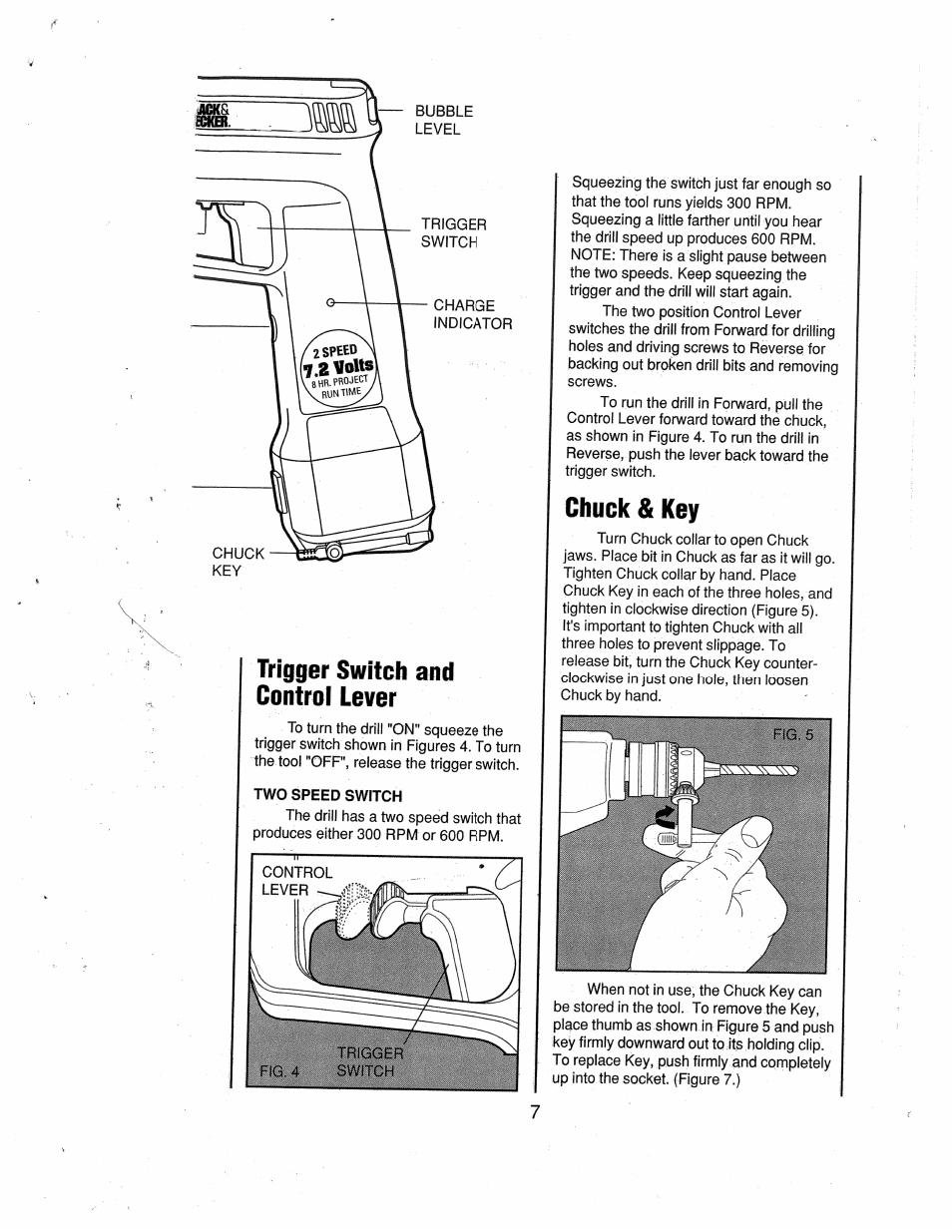 Chuck & key | Black & Decker 9013 User Manual | Page 7 / 12