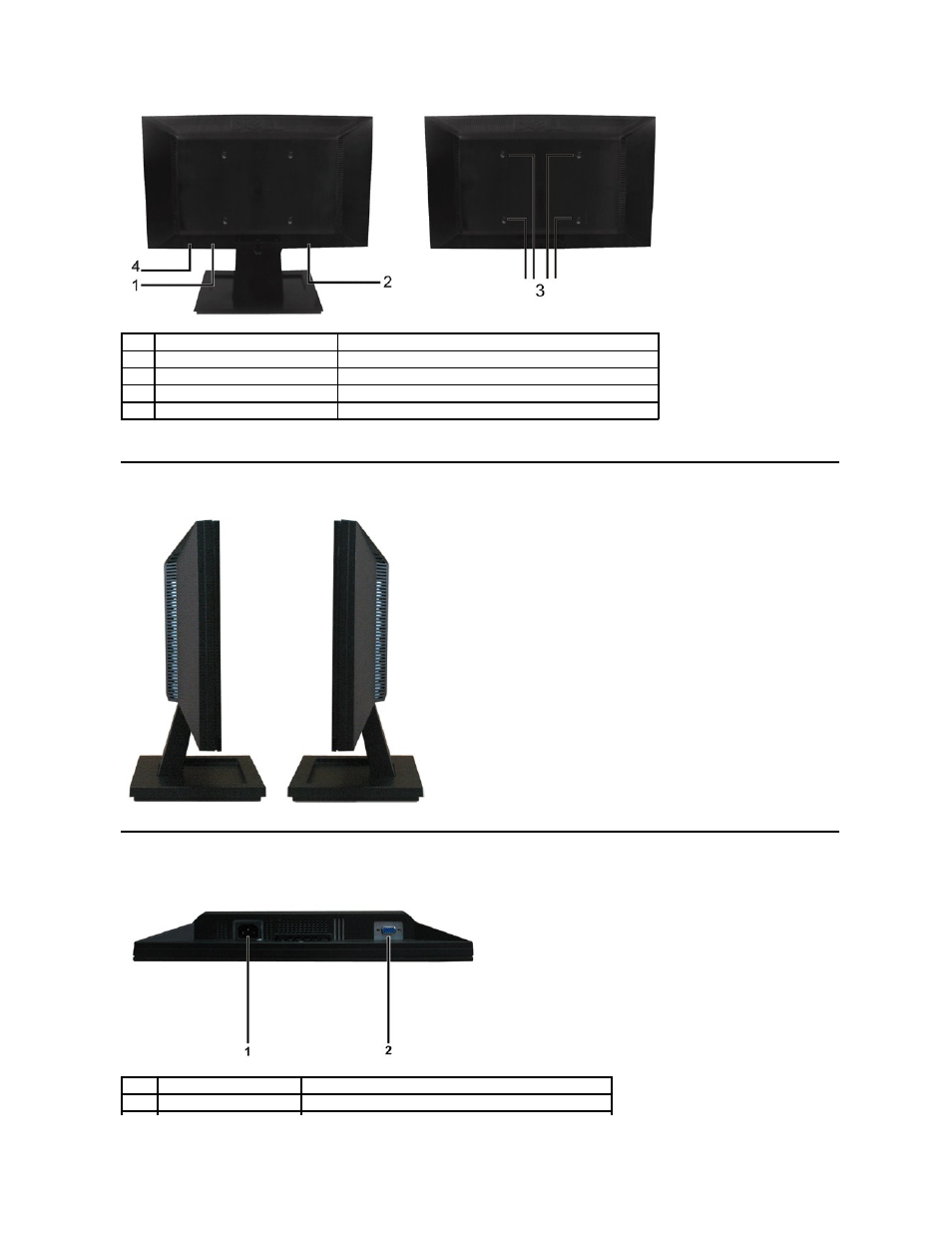 Side view bottom view | Dell E1709WFP Monitor User Manual | Page 4 / 27