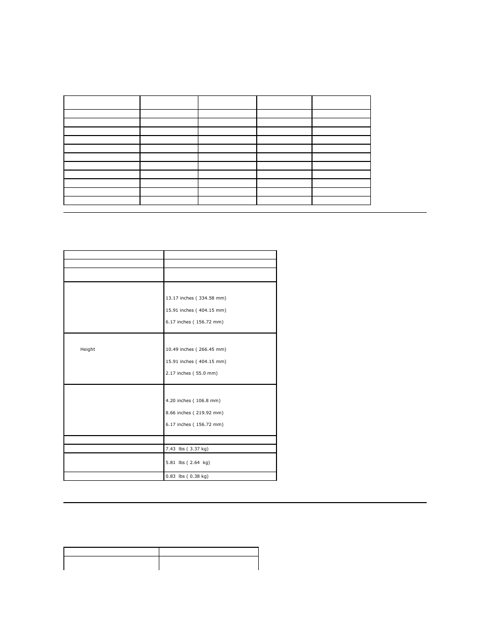Preset display modes, Physical characteristics, Environmental characteristics | Dell E1709WFP Monitor User Manual | Page 7 / 27