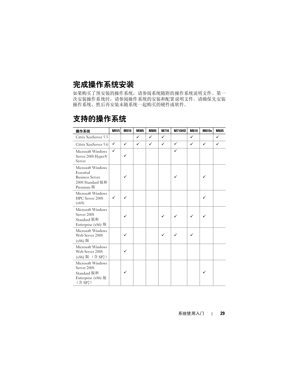 完成操作系统安装, 支持的操作系统 | Dell PowerEdge M710 User Manual | Page 31 / 114