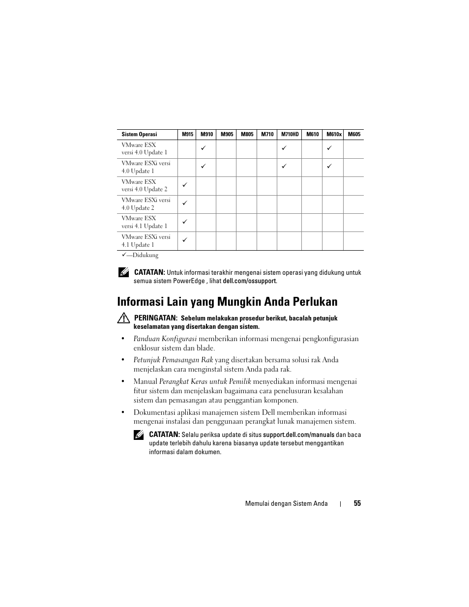 Informasi lain yang mungkin anda perlukan | Dell PowerEdge M710 User Manual | Page 57 / 114