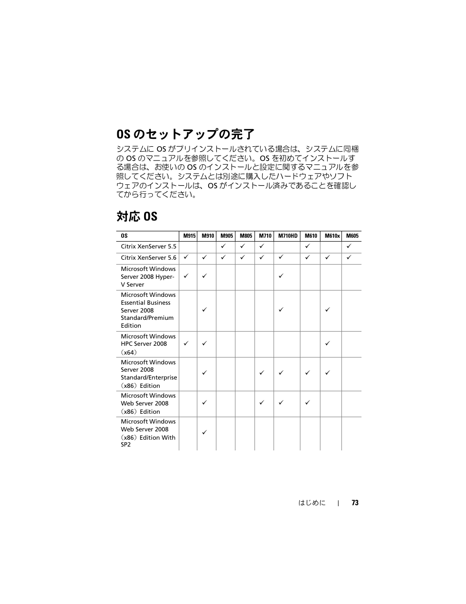 Os のセットアップの完了, 対応 os | Dell PowerEdge M710 User Manual | Page 75 / 114