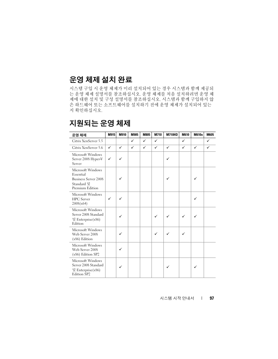 운영 체제 설치 완료, 지원되는 운영 체제 | Dell PowerEdge M710 User Manual | Page 99 / 114