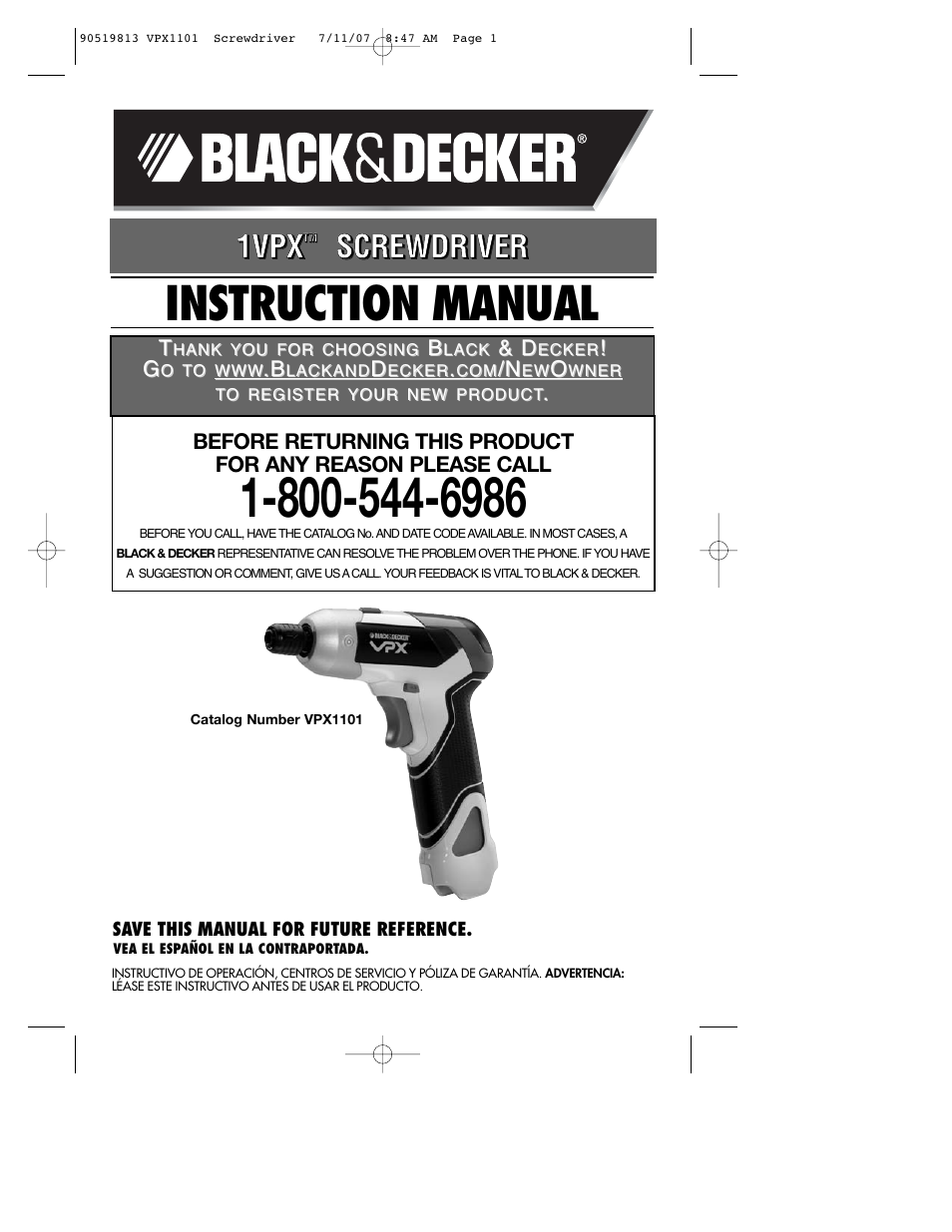 Black & Decker VPX1101 User Manual | 40 pages