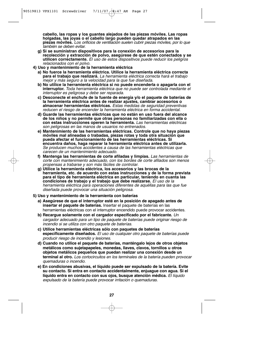 Black & Decker VPX1101 User Manual | Page 27 / 40