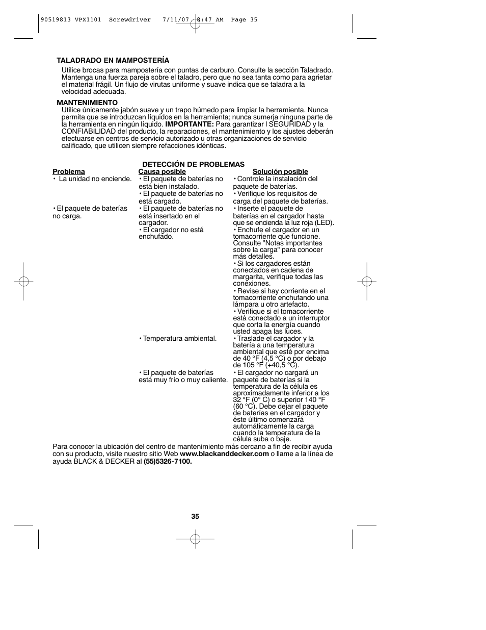 Black & Decker VPX1101 User Manual | Page 35 / 40