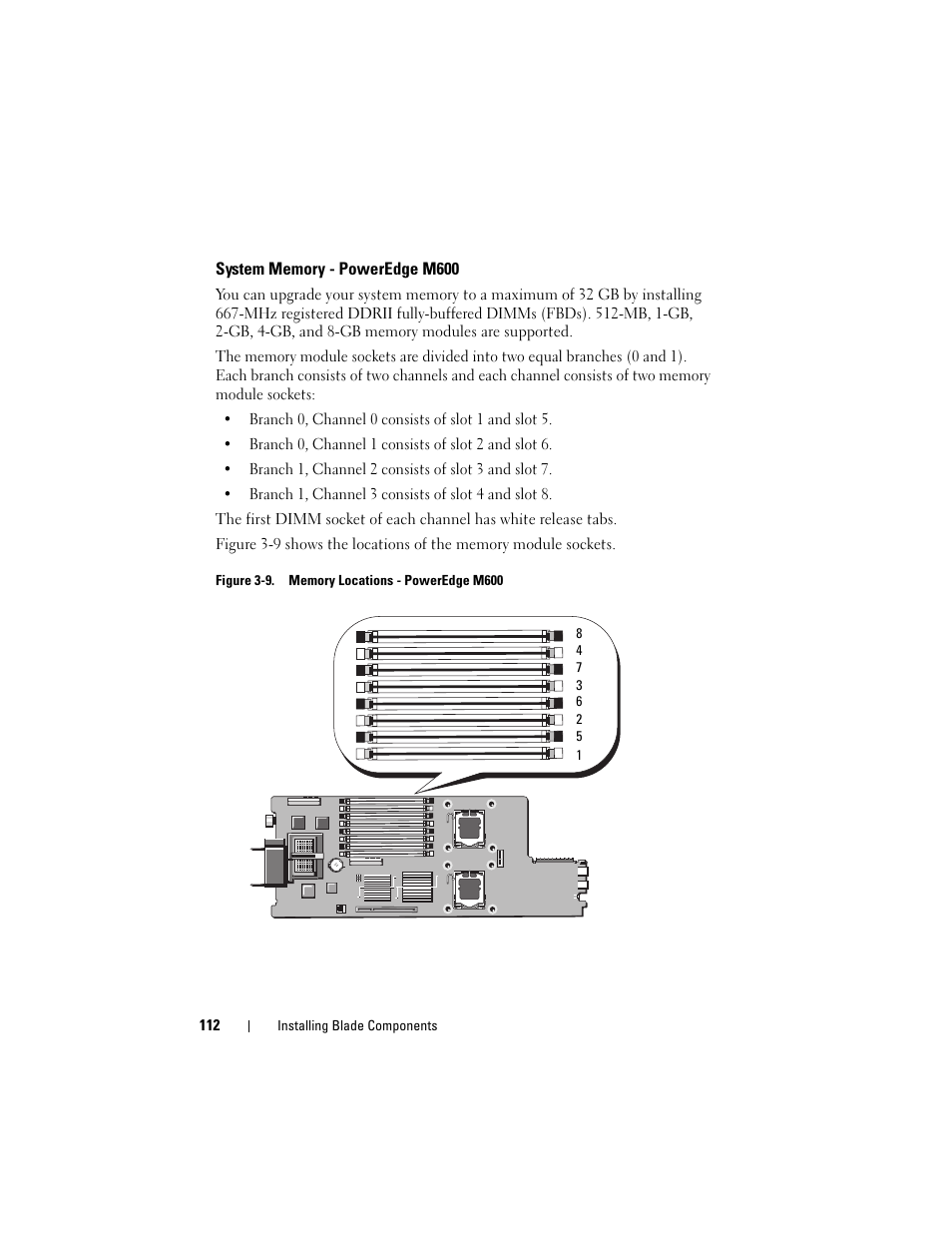 System memory - poweredge m600 | Dell PowerEdge M805 User Manual | Page 112 / 236