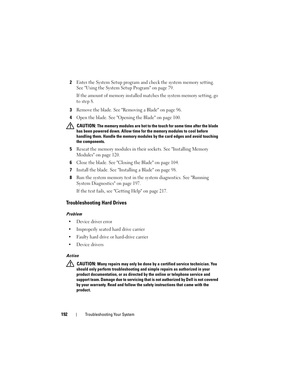 Troubleshooting hard drives | Dell PowerEdge M805 User Manual | Page 192 / 236