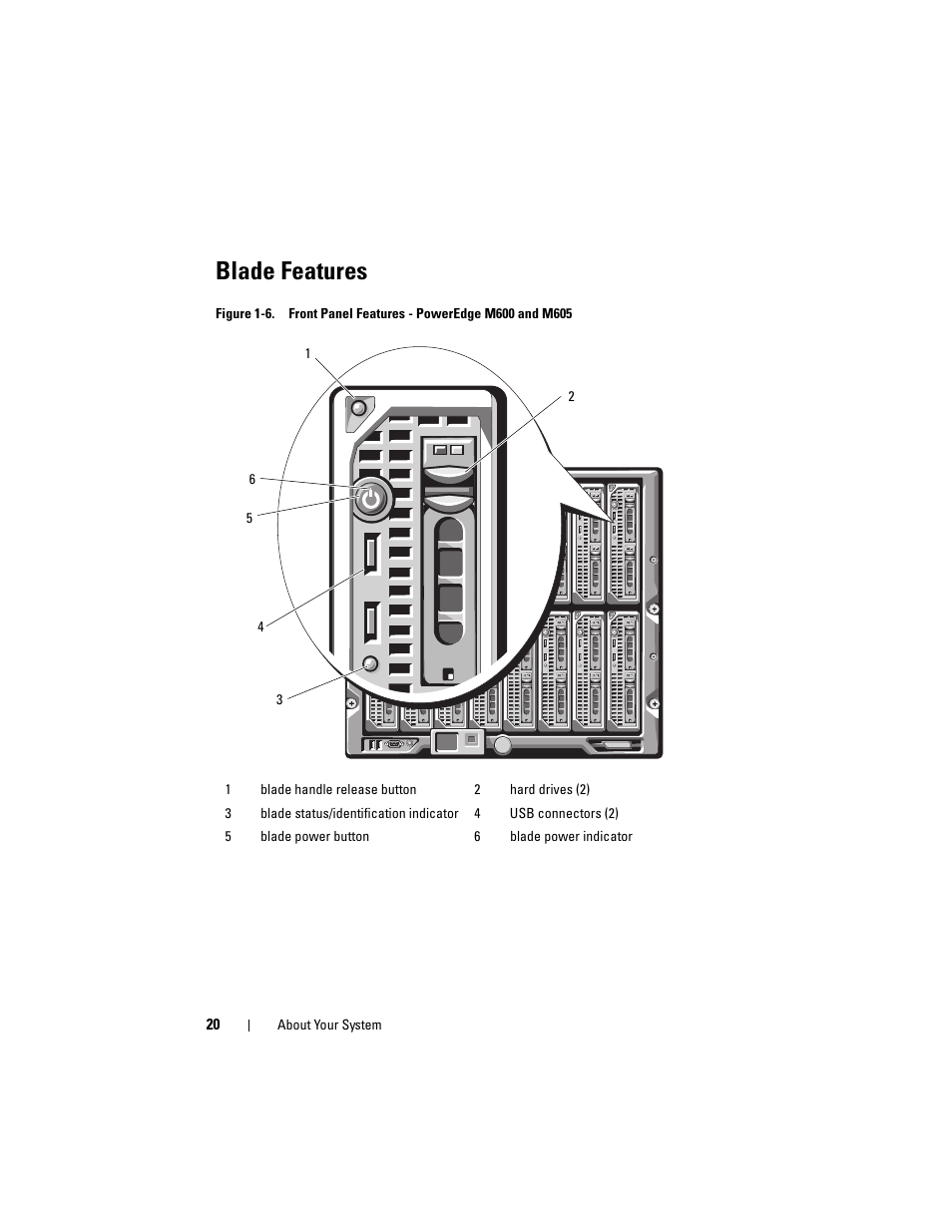 Blade features | Dell PowerEdge M805 User Manual | Page 20 / 236