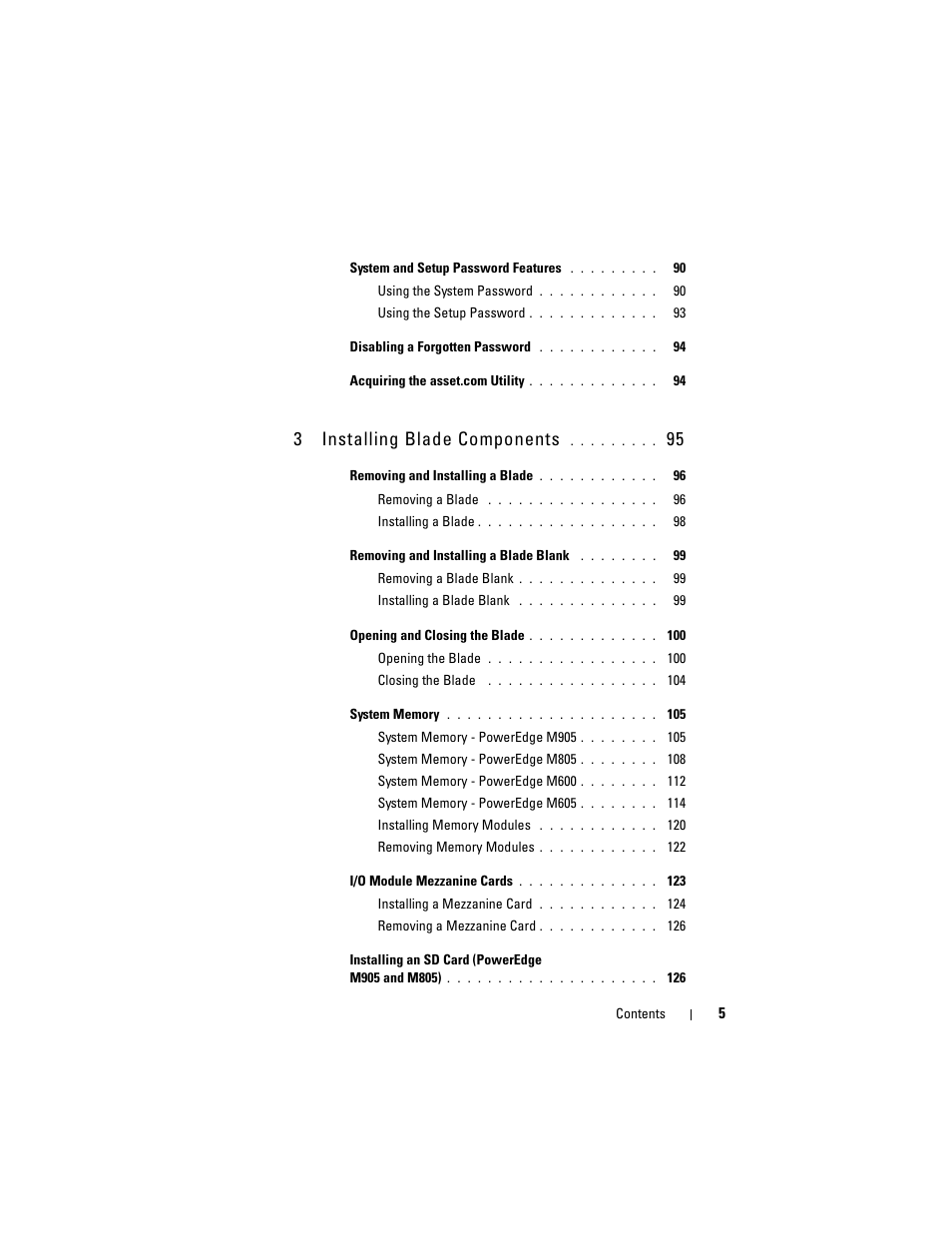 3installing blade components | Dell PowerEdge M805 User Manual | Page 5 / 236
