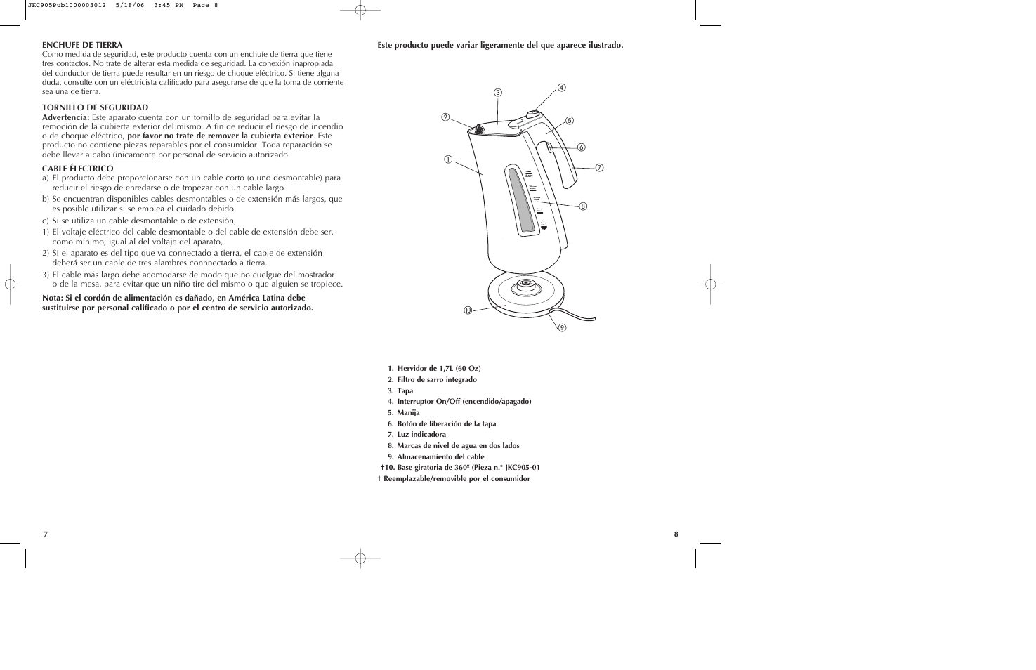 Black & Decker JKC905 User Manual | Page 5 / 11