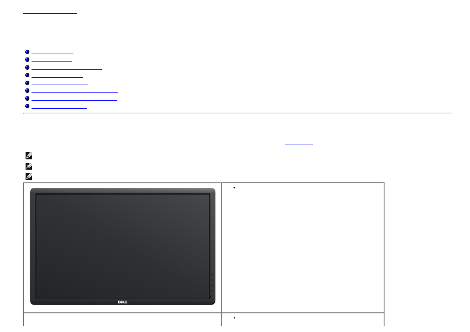 About your monitor, Package contents | Dell P2312H Monitor User Manual | Page 4 / 55