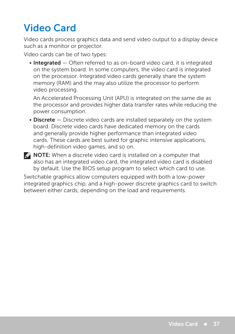 Video card | Dell Inspiron 13 7000 Series 2-in-1(7348, Early 2015) User Manual | Page 37 / 102