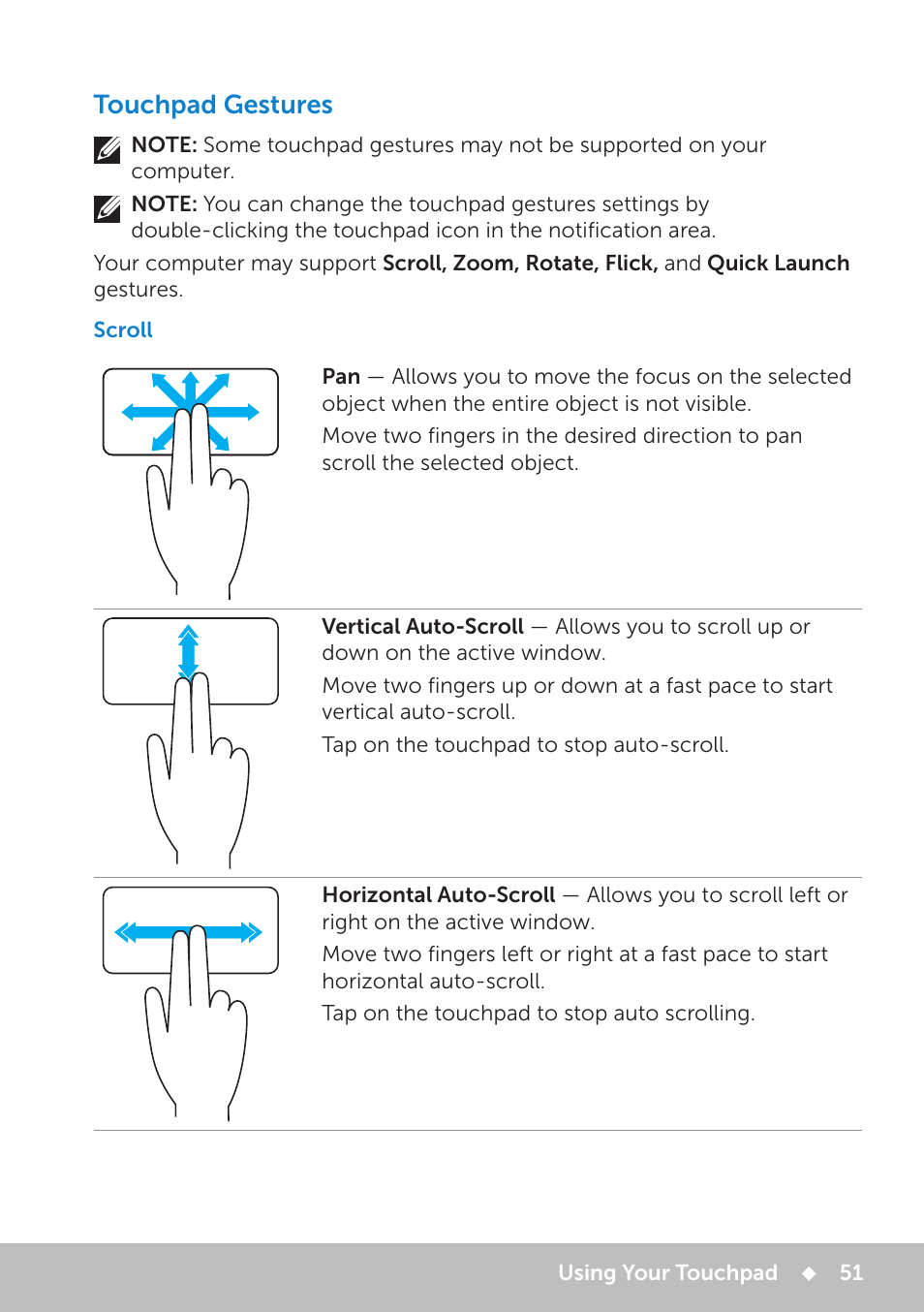 Touchpad gestures, Scroll, Scroll 51 | Dell Inspiron 13 7000 Series 2-in-1(7348, Early 2015) User Manual | Page 51 / 102