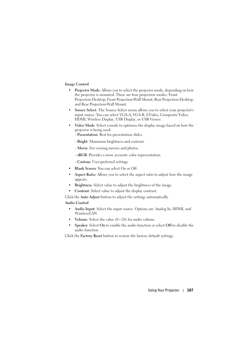 Dell S320wi Projector User Manual | Page 107 / 152