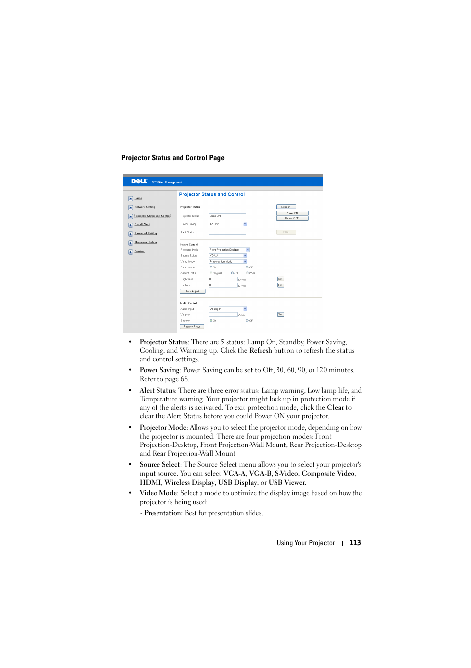 Dell S320wi Projector User Manual | Page 113 / 152