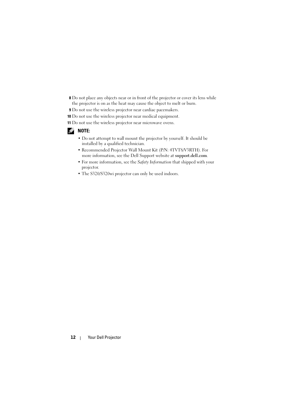 Dell S320wi Projector User Manual | Page 12 / 152