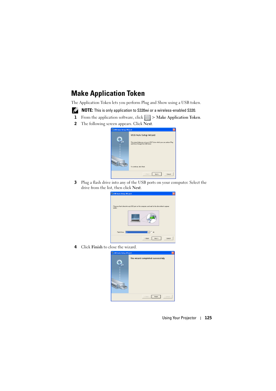 Make application token, E "make application | Dell S320wi Projector User Manual | Page 125 / 152