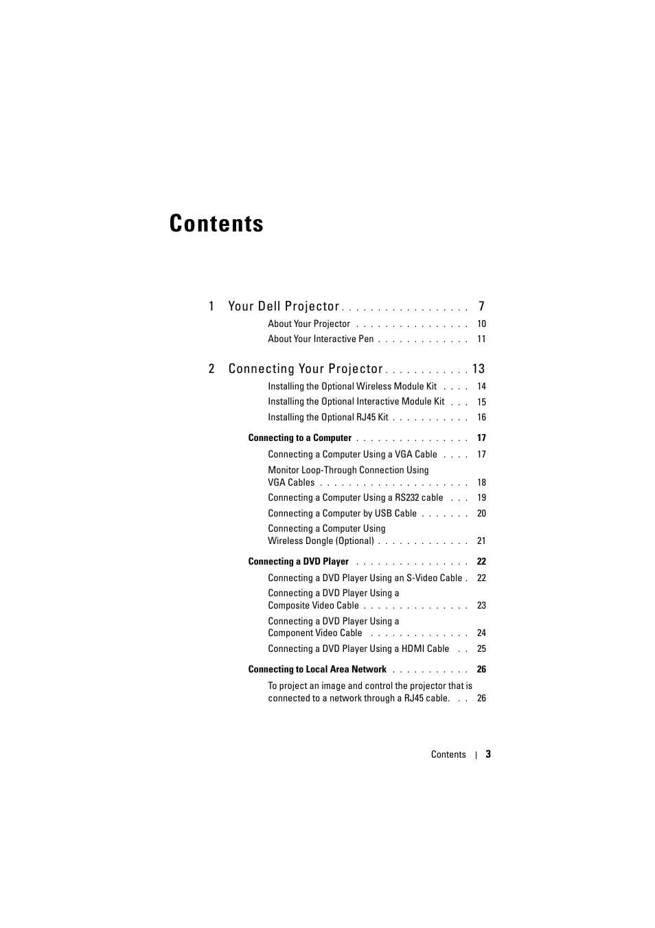Dell S320wi Projector User Manual | Page 3 / 152