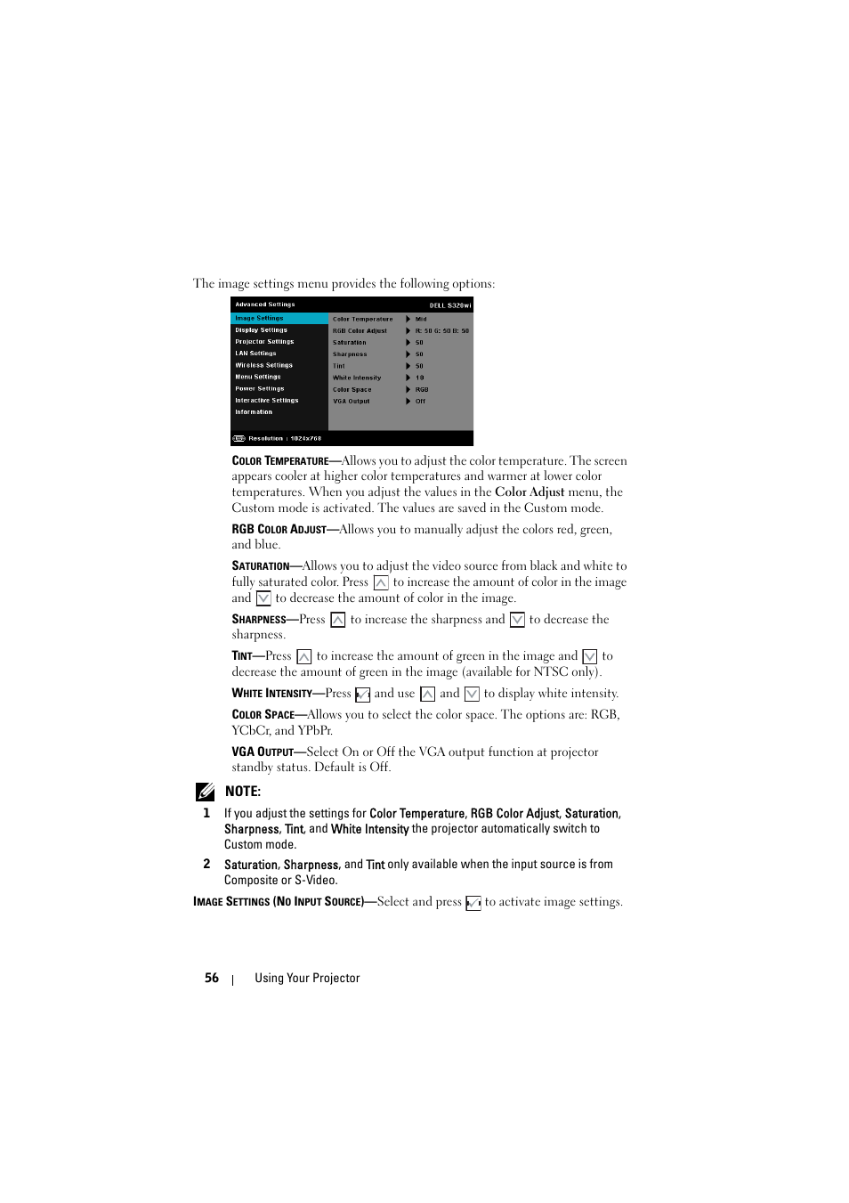Dell S320wi Projector User Manual | Page 56 / 152