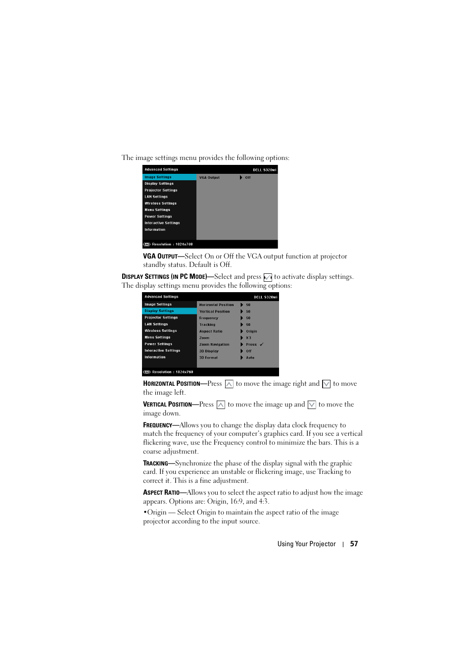 Dell S320wi Projector User Manual | Page 57 / 152