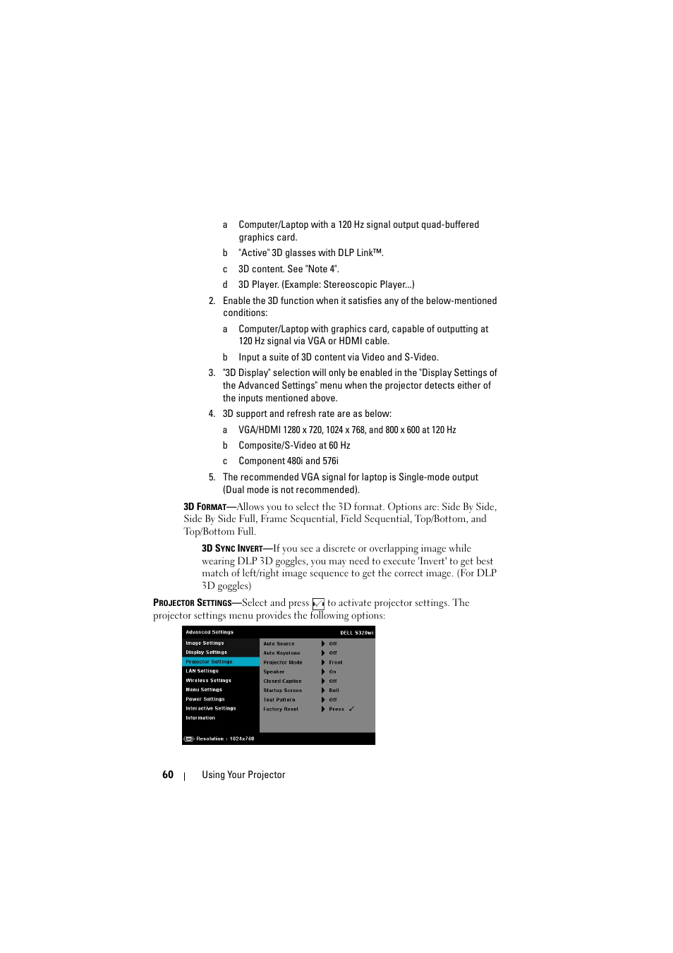 Dell S320wi Projector User Manual | Page 60 / 152