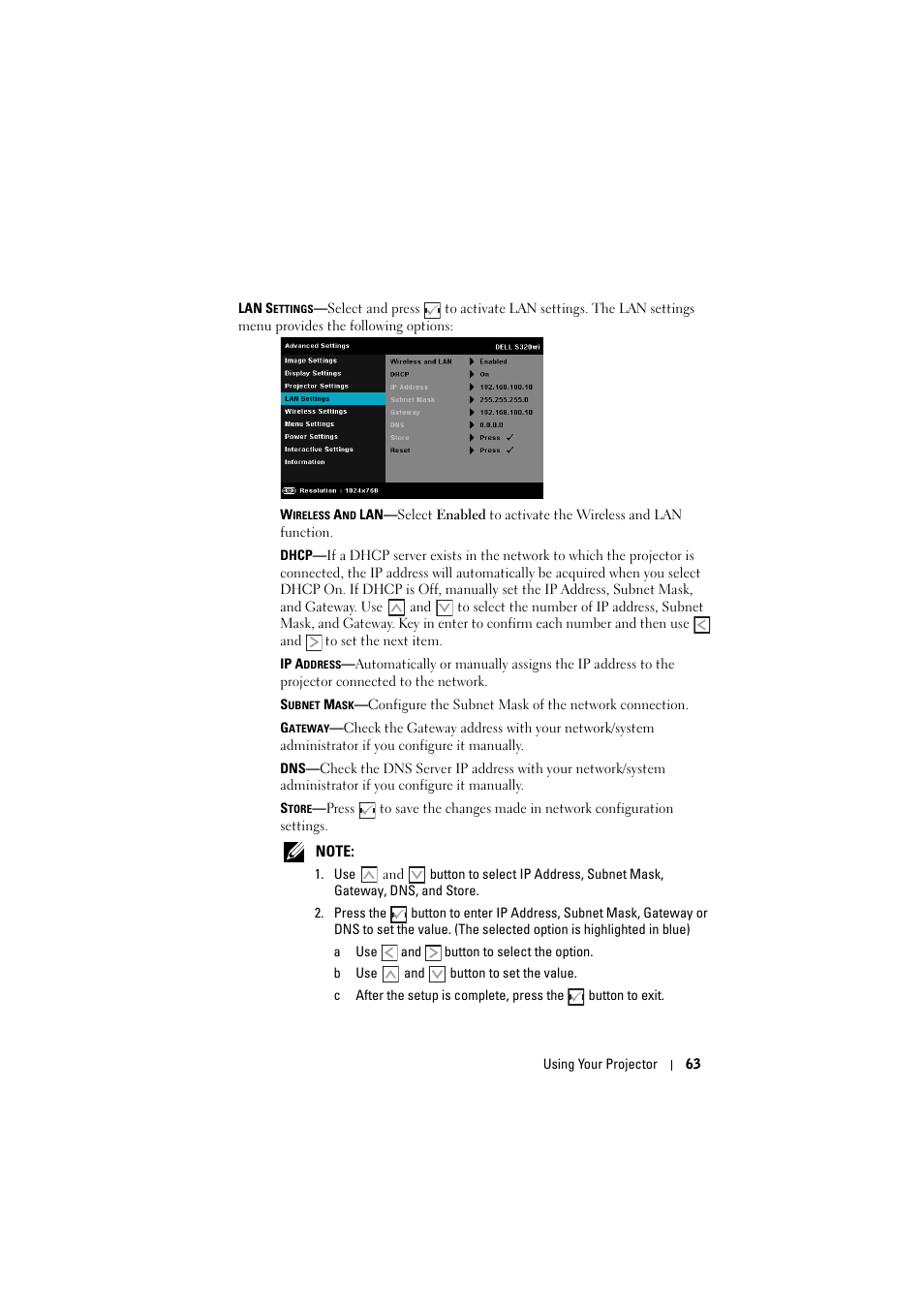 Dell S320wi Projector User Manual | Page 63 / 152