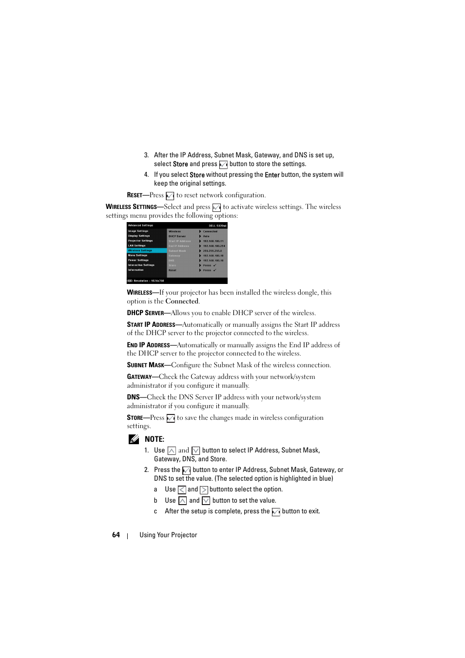 Dell S320wi Projector User Manual | Page 64 / 152