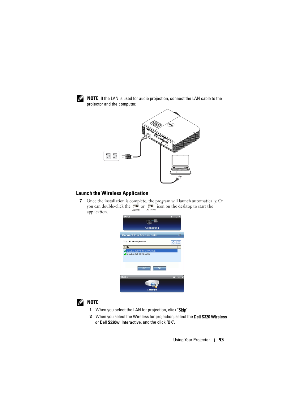 Launch the wireless application | Dell S320wi Projector User Manual | Page 93 / 152