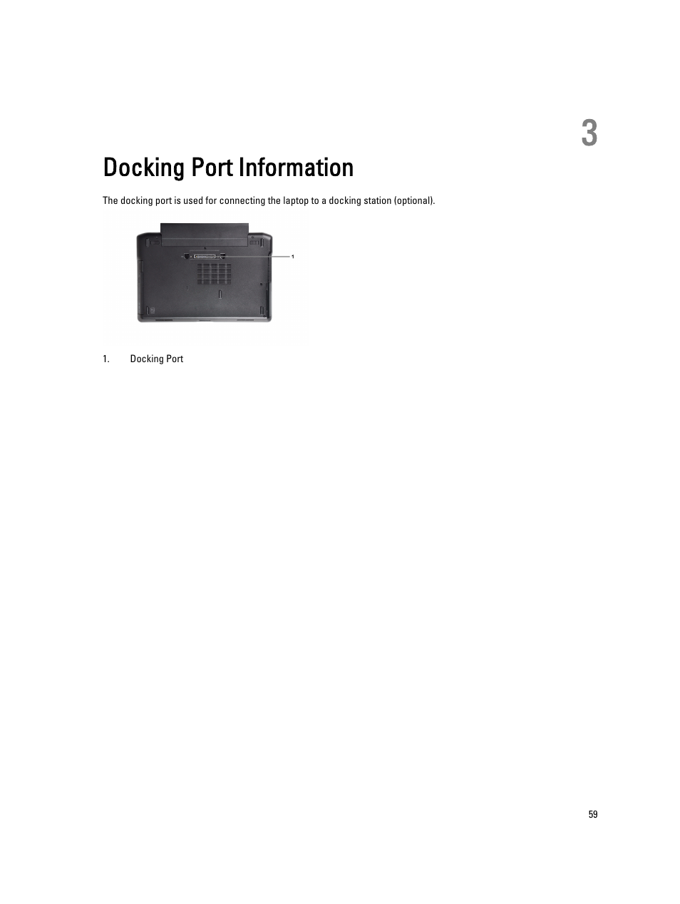 Docking port information, 3 docking port information | Dell Latitude E6330 (Mid 2012) User Manual | Page 59 / 81