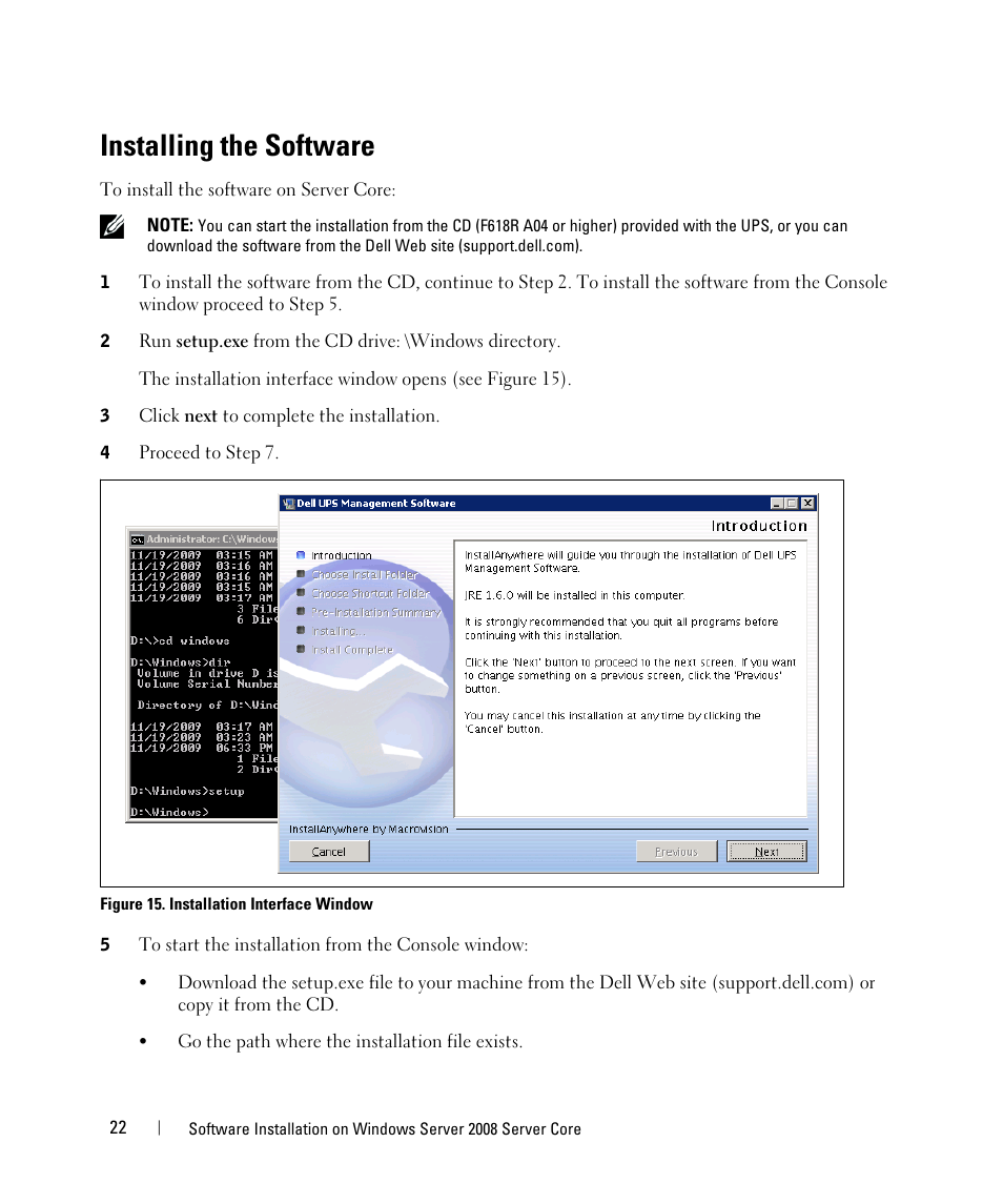 Installing the software | Dell UPS 1920T User Manual | Page 22 / 28