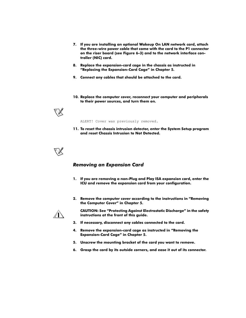 Removing an expansion card, Removing an expansion card -6, 5hprylqjdq([sdqvlrq&dug | Dell OptiPlex G1 User Manual | Page 100 / 164