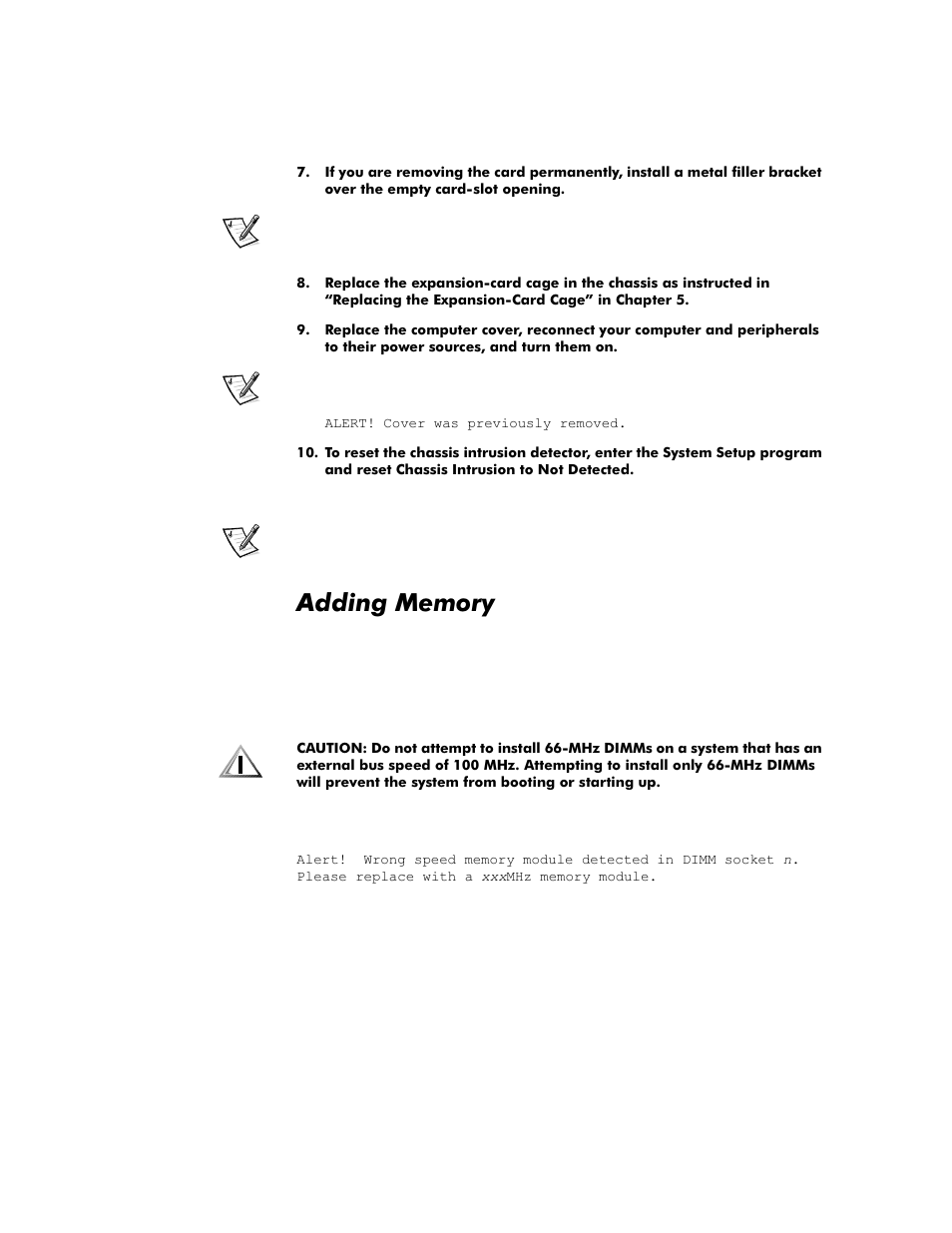 Adding memory, Adding memory -7, Gglqj0hpru | Dell OptiPlex G1 User Manual | Page 101 / 164